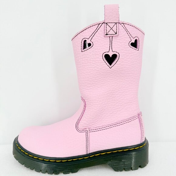 Dr. Martens Women's Pink Bex Heart Leather Boots Size US 6 Zip Side Closure NWOB - Picture 2 of 12